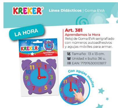 Reloj Didactico De Goma Eva Para Armar Aderitoys