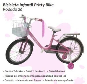 Bicicleta Infantil Pritty Bike Rodado 20 Rosa