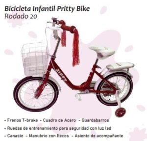 Bicicleta Infantil Pritty Bike Rodado 20 Roja