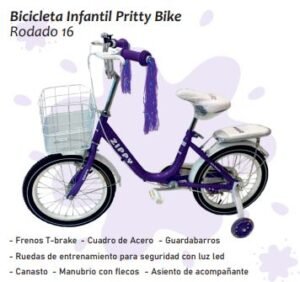 Bicicleta Infantil Pritty Bike Rodado 16 Violeta