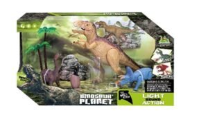 Rs004-1 ** Set De Dinosaurios Con T-rex Chico + Luz Y Sonido