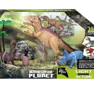 Rs004-1 ** Set De Dinosaurios Con T-rex Chico + Luz Y Sonido