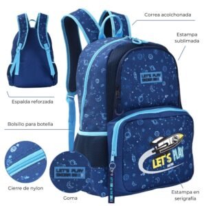 Mochila Let S Play Space Dos Cierres Y Llaveroestampado 32x55x15cm 18"