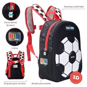 Mochila Hello Petit Termoformada Futbol Red 12" (1)