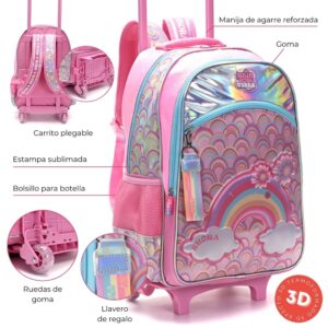 Mochila Carro Think Happy Prints Rainbow Vibes Con Llavero 18
