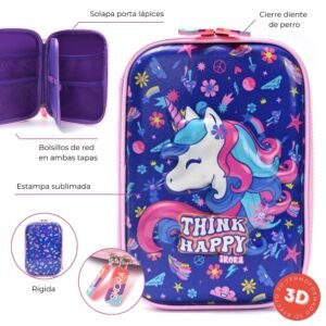 Cartuchera Canopla Termoformada Think Happy Glitter Unicornio (1)