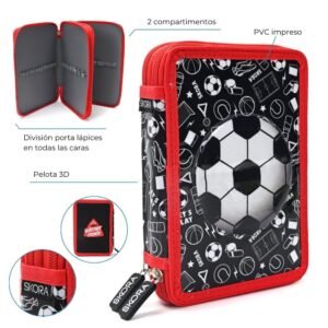 Cartuchera Canopla Dos Pisos Lets Play Sports Red (1)