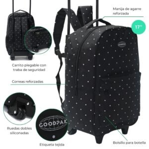 Mochila Goodpak Con Carro Rueda Doble Lunares 17" (1)