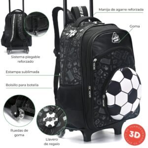 Mochila Carro Lets Play Sports Futbol Pelota Termoformada 18" (1)