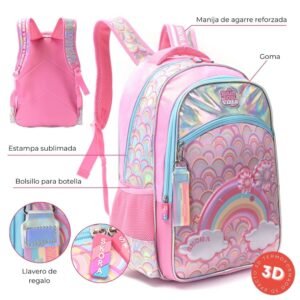 Mochila Think Happy Prints Rainbow Vibes Con Llavero Vte 3 18" (1)