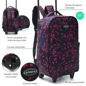 Mochila Goodpak Con Carro Rueda Doble Animal Print 43x30x17 Cm 17" (1)